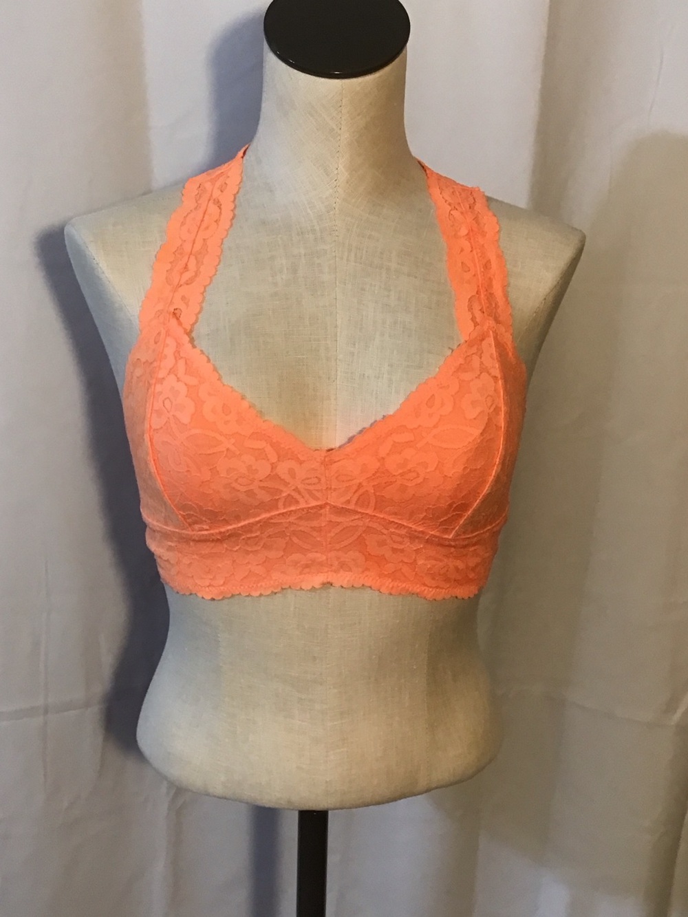 Free People Orange Lace Halter Bralette